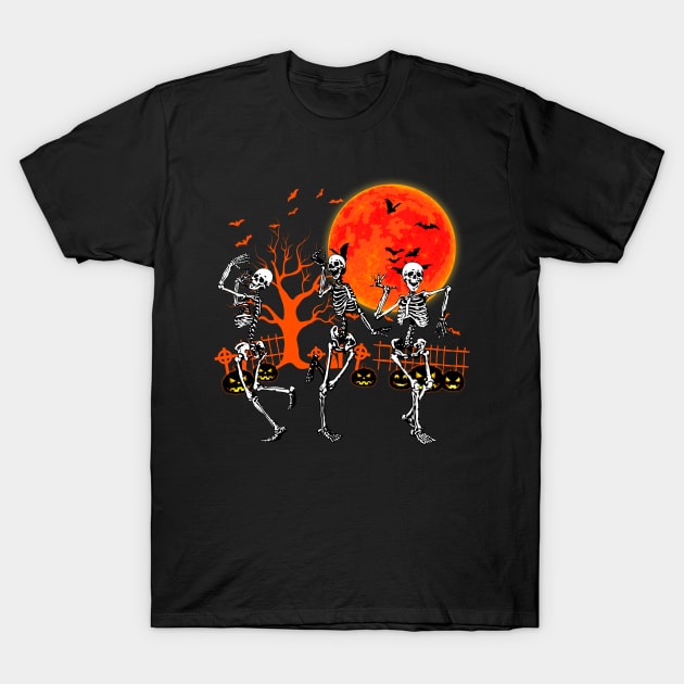 Dancing Skeletons Dance Challenge Halloween Scary Skeleton T-Shirt by saugiohoc994